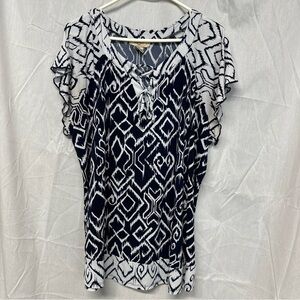 Elegant Navy and White Women's Blouse